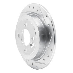 Mini Cooper Clubman Brake Rotor (1) - Rear Right - R1 Concepts - Drilled & Slotted - Silver - `02-`15